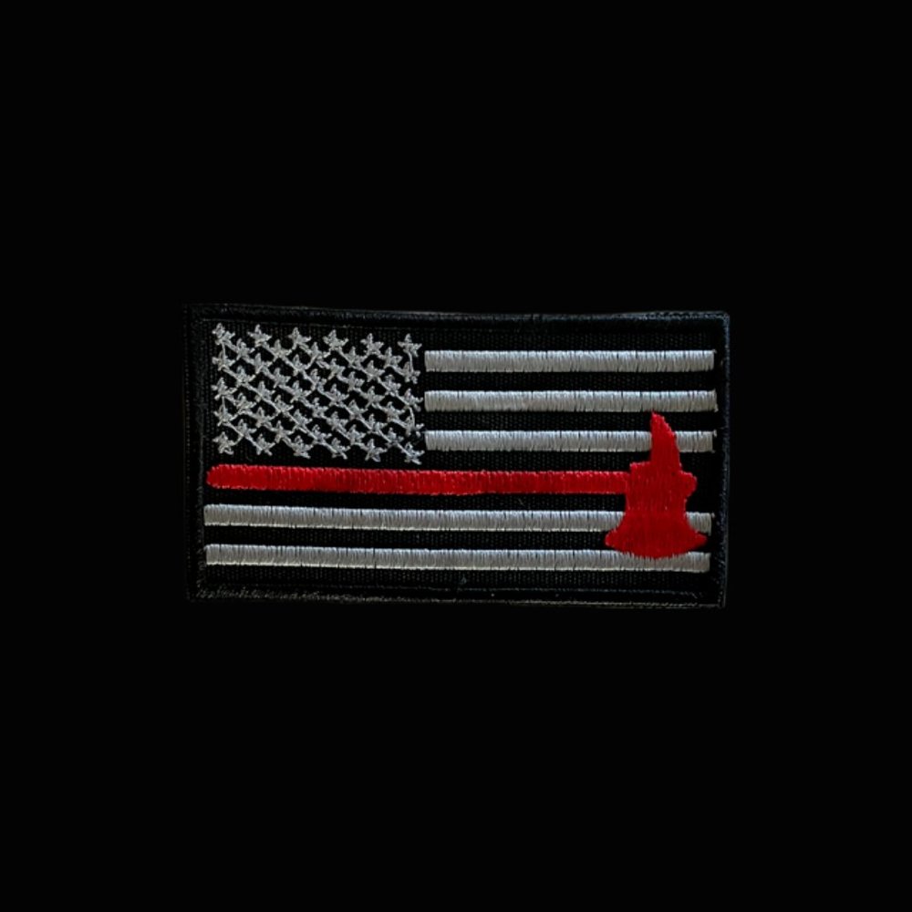 Muted American Flag Patch with Red Axe to support Fire Fighters